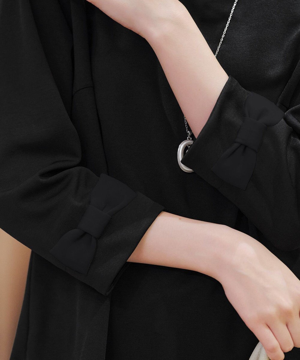 Tiaclasse 【洗える】リボン袖ポンチトップス 