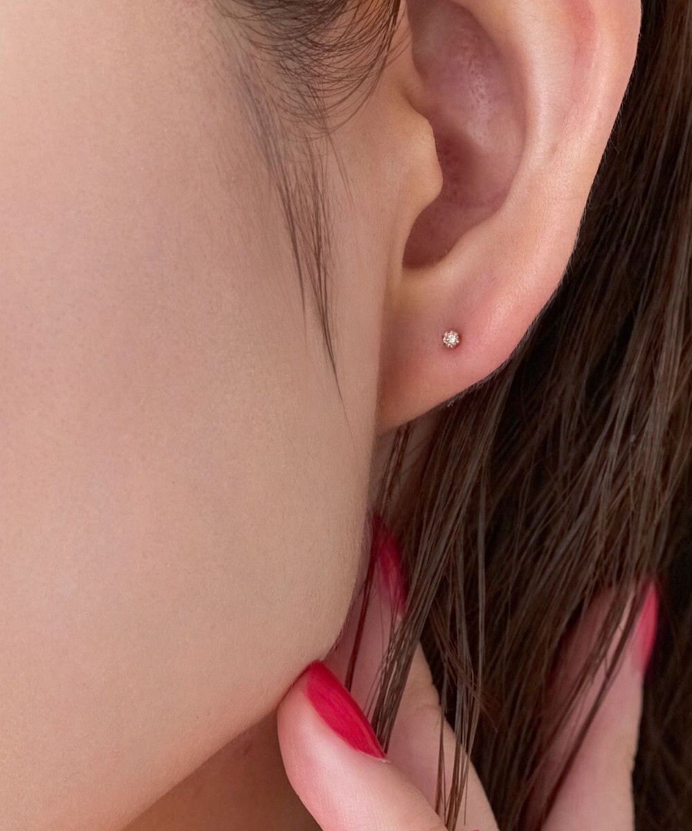 Phoebe 【K10】一粒ダイヤモンドピアス(片耳)　ローズゴールド 