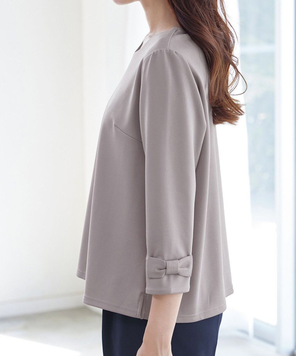 Tiaclasse 【洗える】リボン袖ポンチトップス 