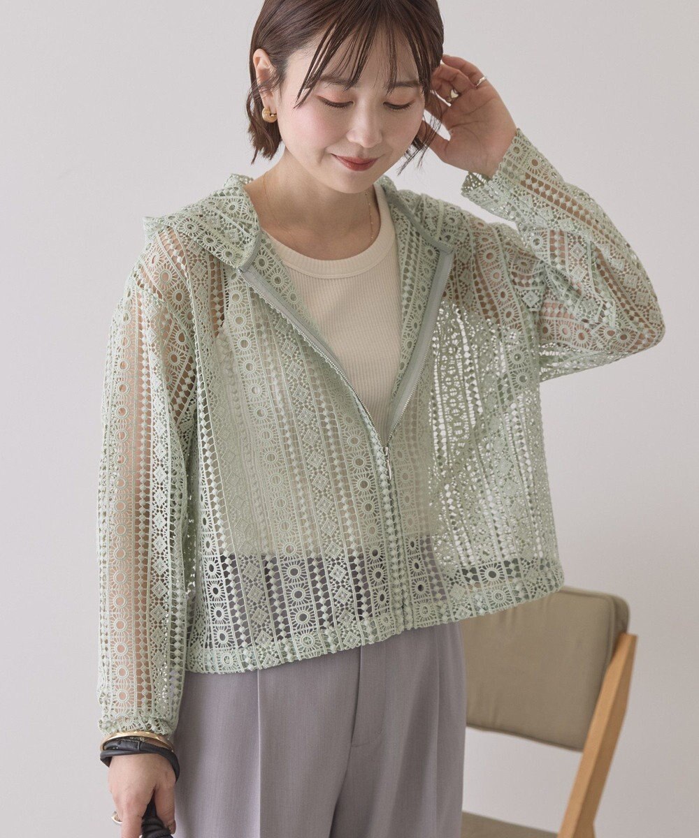 AMERICAN HOLIC 【先行予約】幾何学レースフードシャツ 