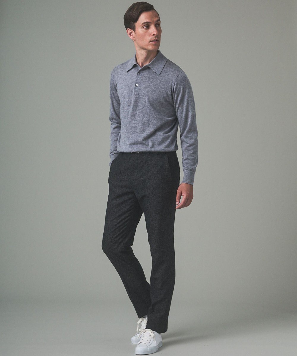 GOTAIRIKU オリジナル設計【洗える/チクチクしにくい/ピリングしにくい】イタリア糸 ハイゲージ  ニットポロ_WOOL100% 