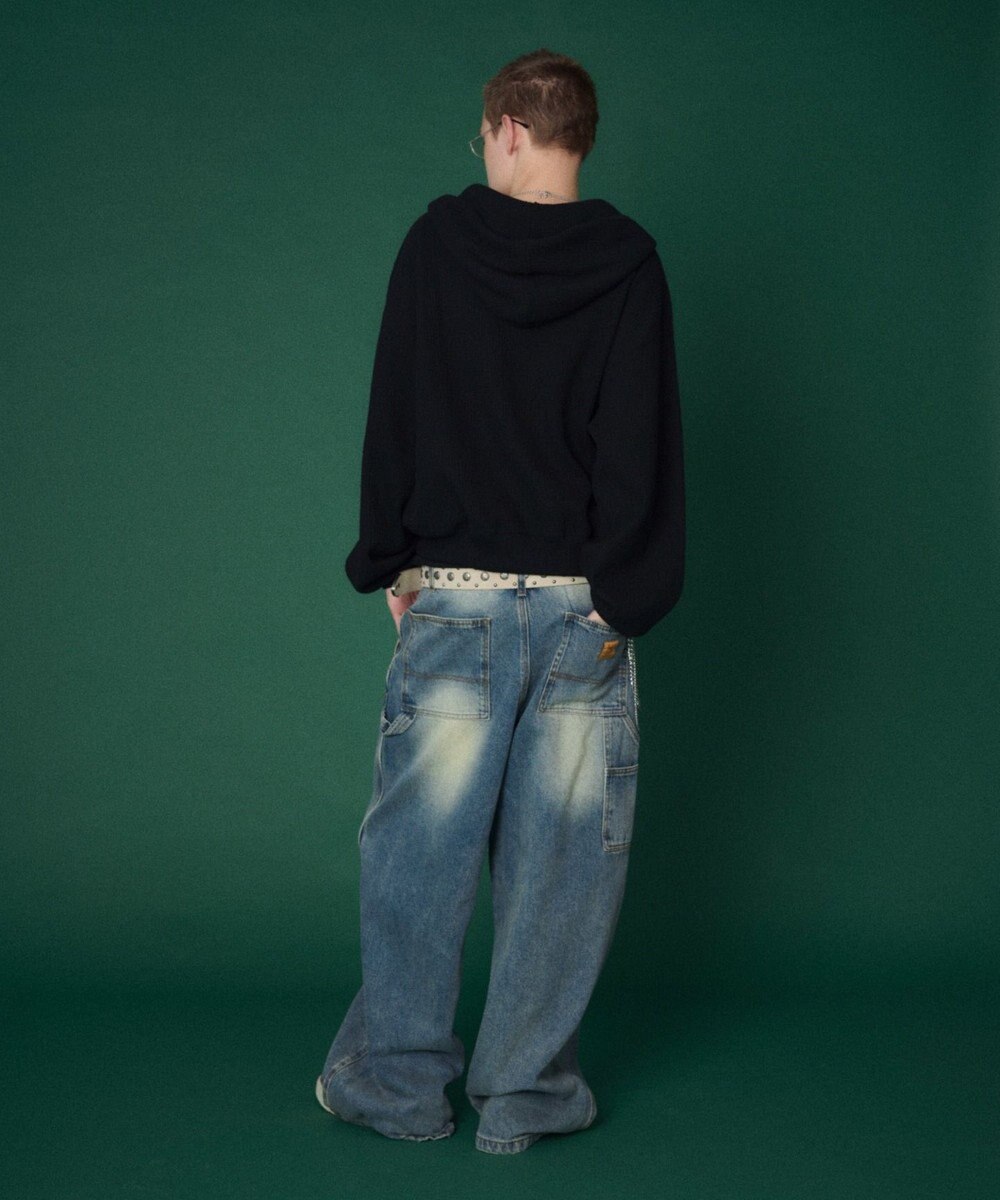 WEGO 【ユニセックス着用ITEM】ワッフルグラフィックカットZIPパーカー 