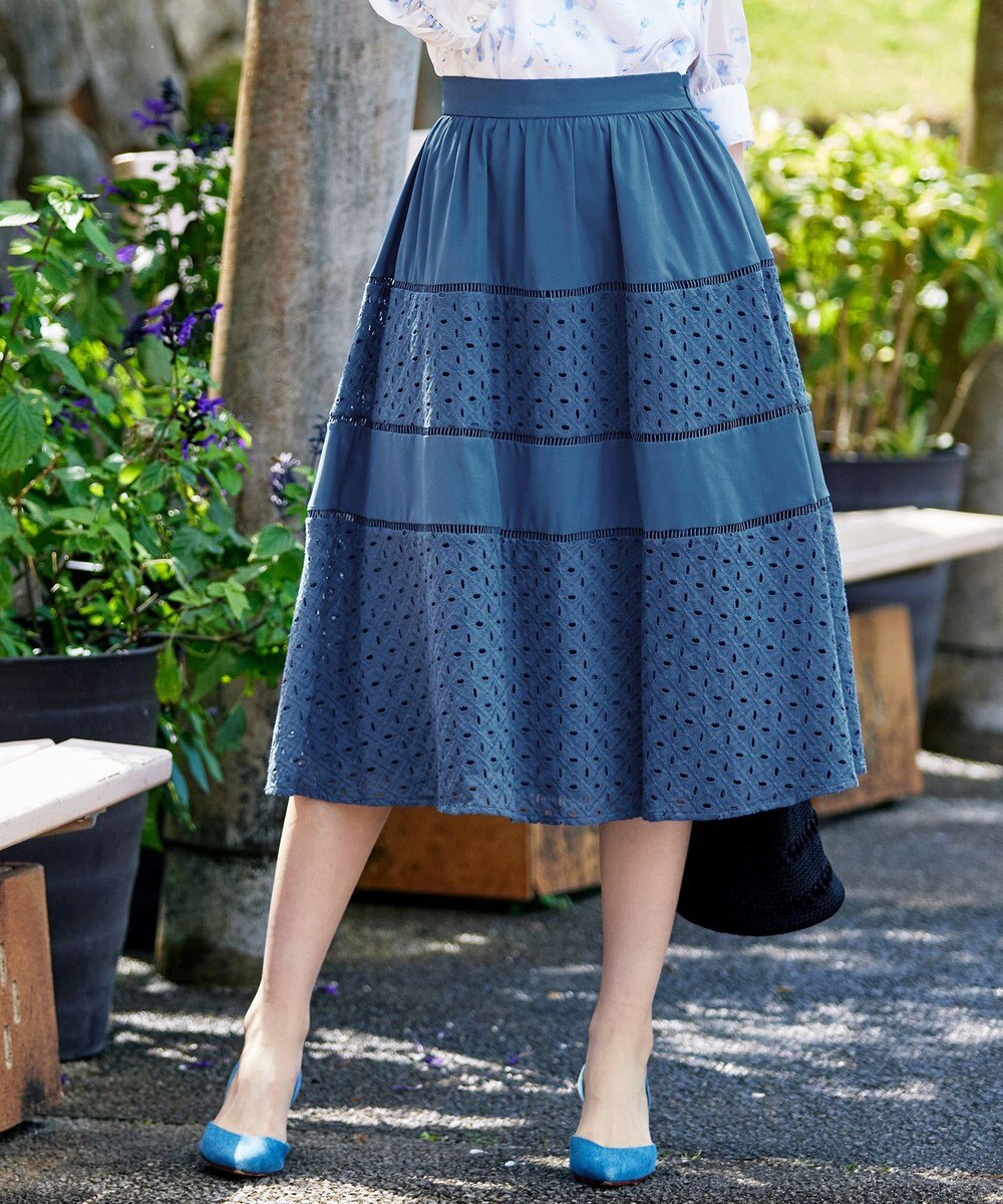 Tiaclasse L 【新色追加・洗える】幅広く活躍が期待できるレース切替スカート 