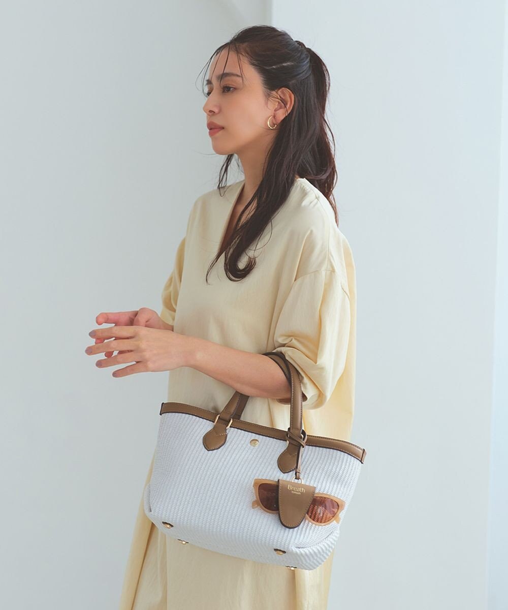 TOPKAPI 【Breath TOPKAPI】サングラスホルダー付き レザーコンビ カゴバッグ M 