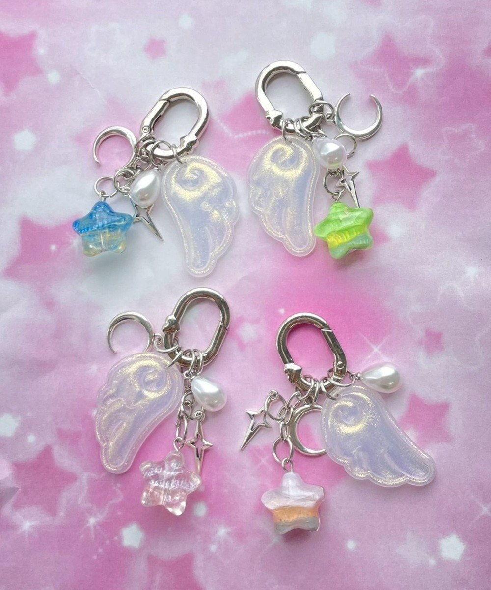 WEGO ミックスカラースターエンジェルキーホルダー 