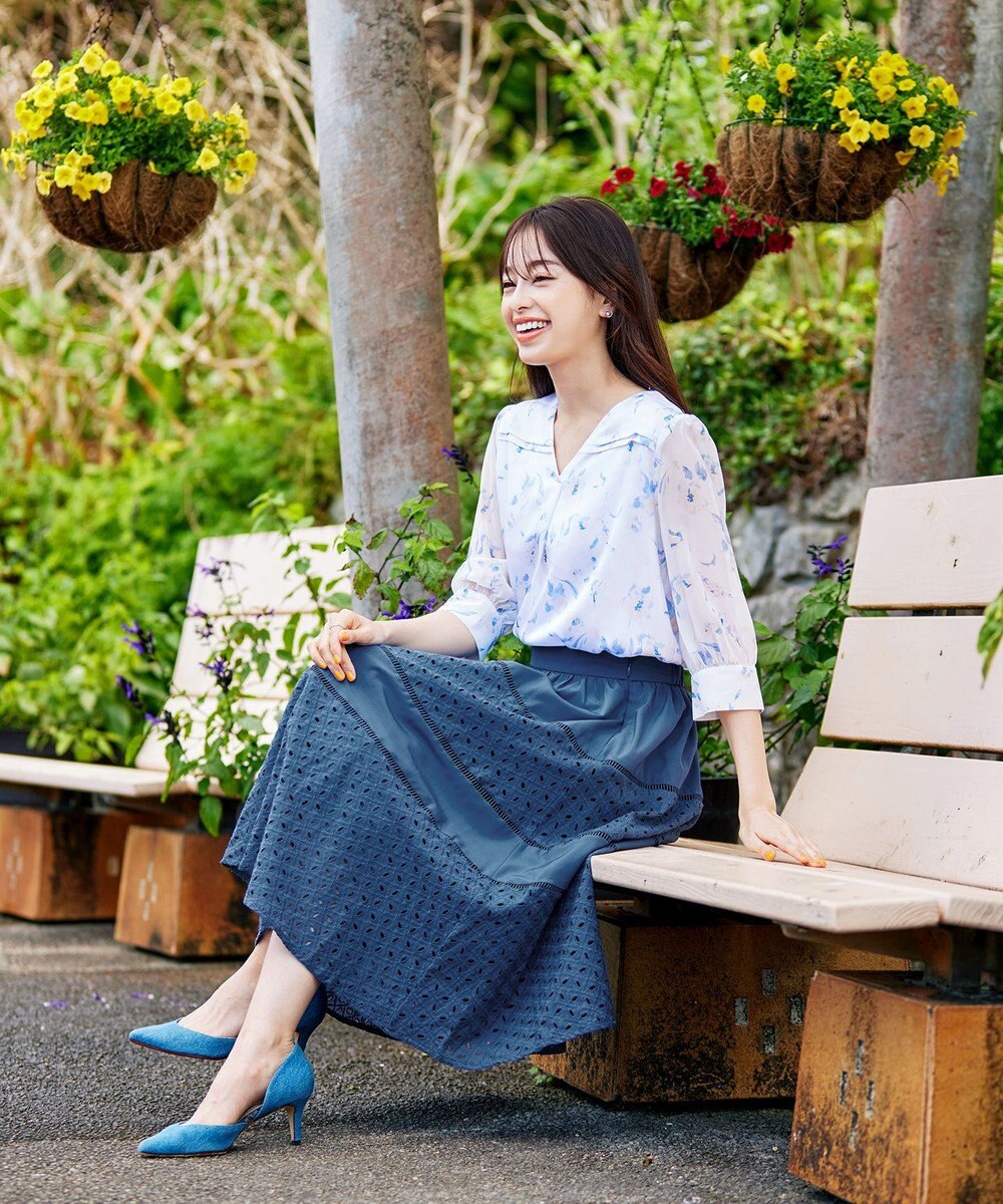 Tiaclasse L 【新色追加・洗える】幅広く活躍が期待できるレース切替スカート 