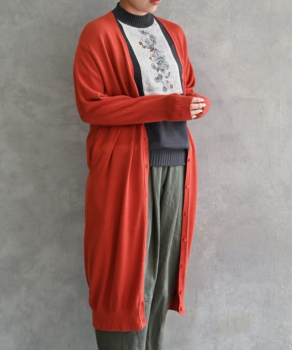 muuc 〈高品質シルク＆スーピマ超長綿〉〈洗えるニット〉〈通年着られる〉シルクコットンのロングカーディガン 