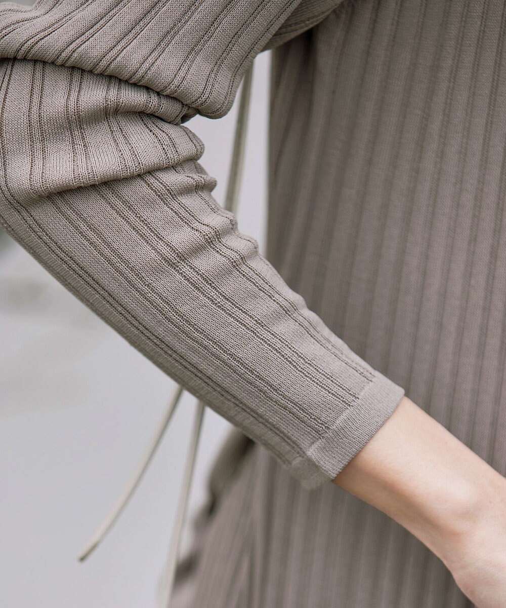 Tiaclasse 【洗える】ベルト付きランダムリブロングカーディガン 