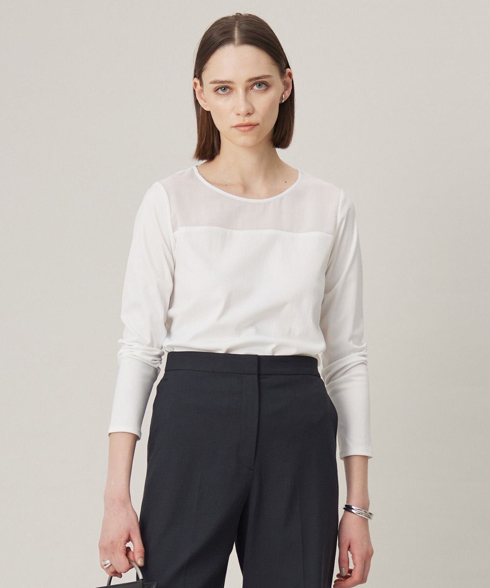 ICB L 【洗える】 PlaXフィラメントジャージー シアーコンビカットソー 