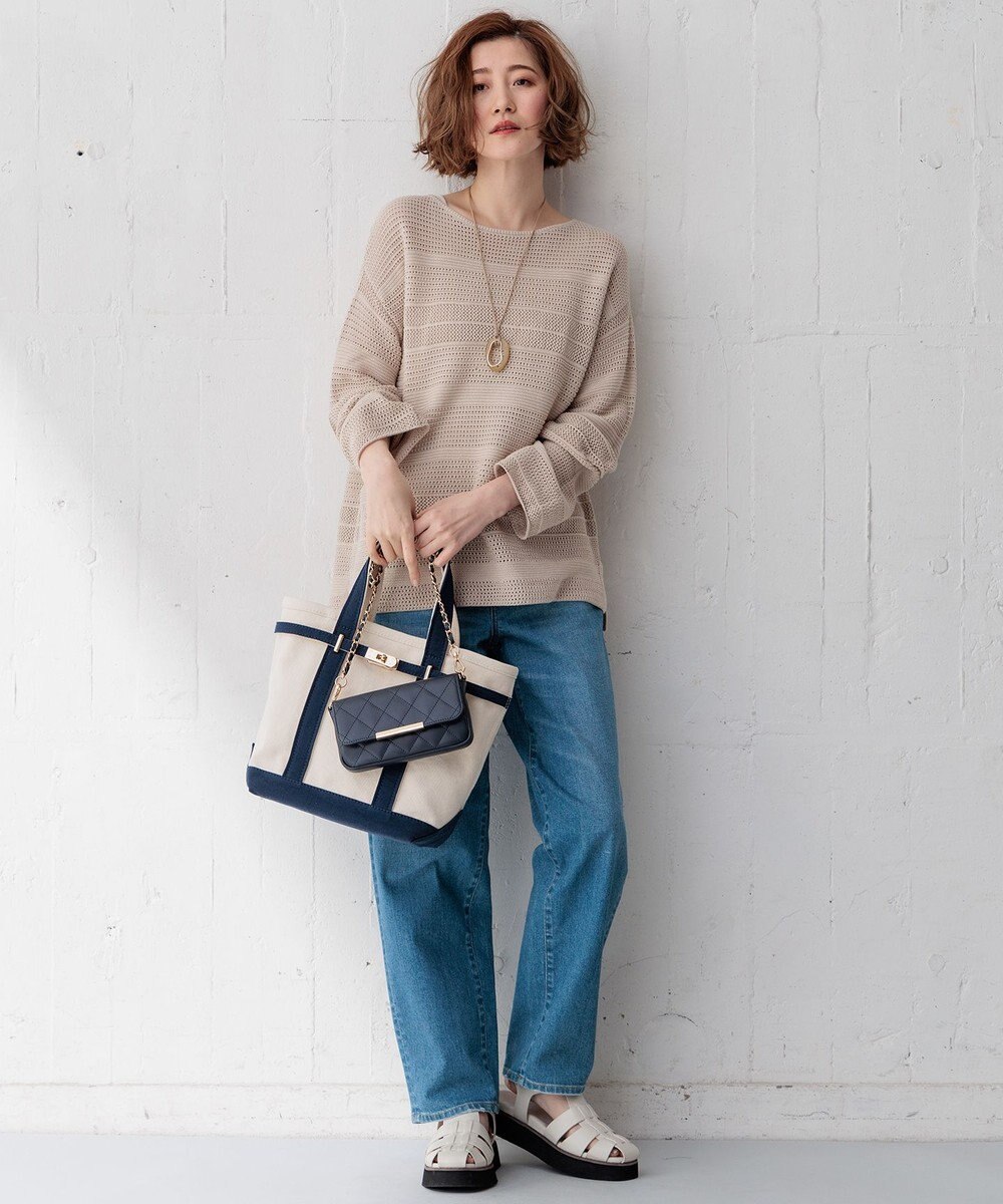 23区 【洗える】レーシーコットンコード ニット 