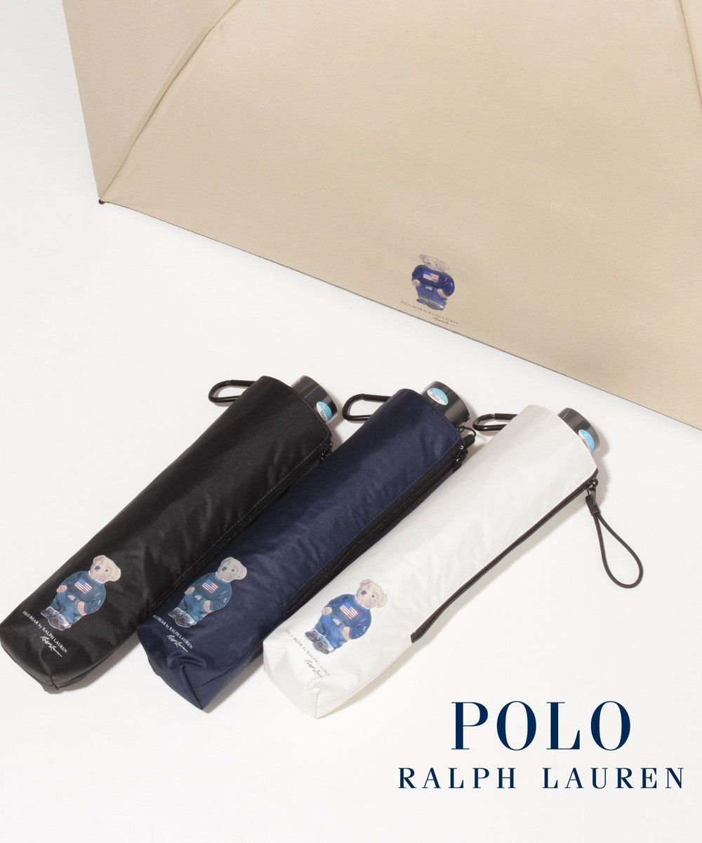MOONBAT 【WEB限定/遮光率100%/遮熱/UV/耐風】POLO RALPH LAUREN（ポロ ラルフローレン）晴雨兼用日傘 ポロベア 無地 折りたたみ傘 