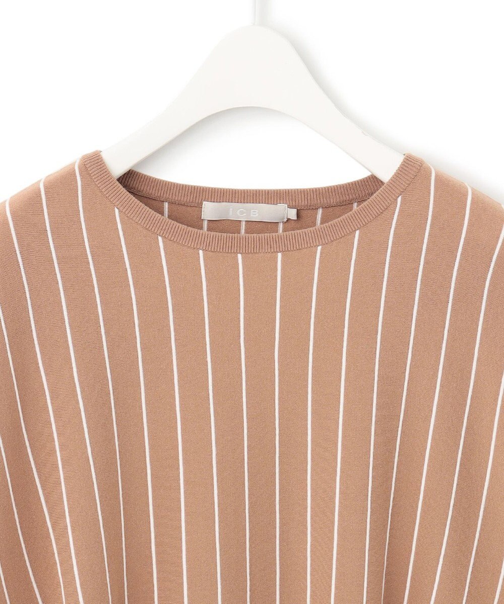 ICB L 【洗える】ヴィスコースワイド ストライプ柄プルオーバー 