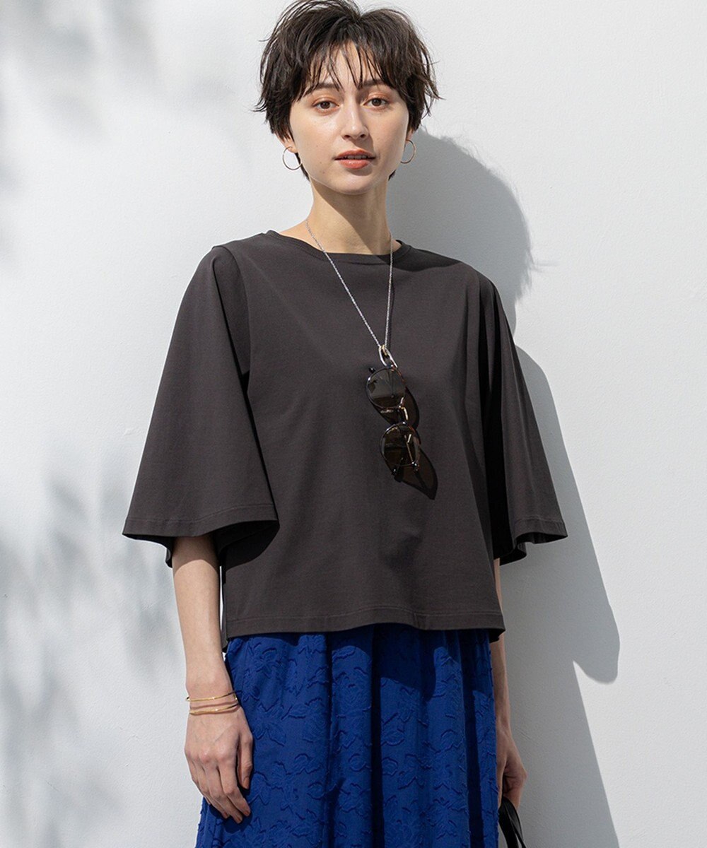 23区 L 【洗える】ハイエンド フレアスリーブ Tシャツ 