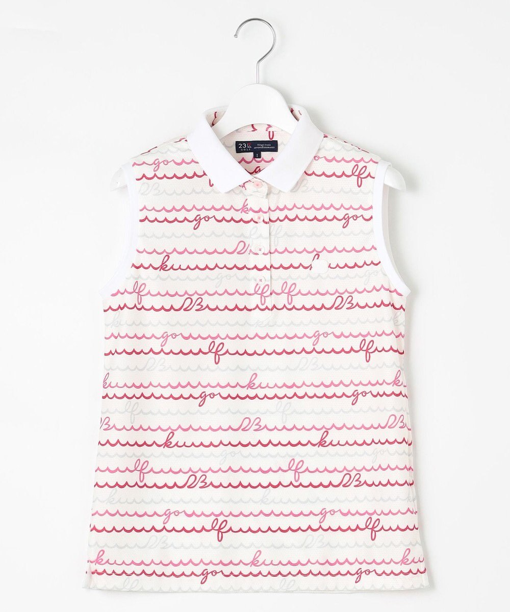 23区GOLF 【WOMEN】ウェーブロゴプリントノースリーブシャツ 