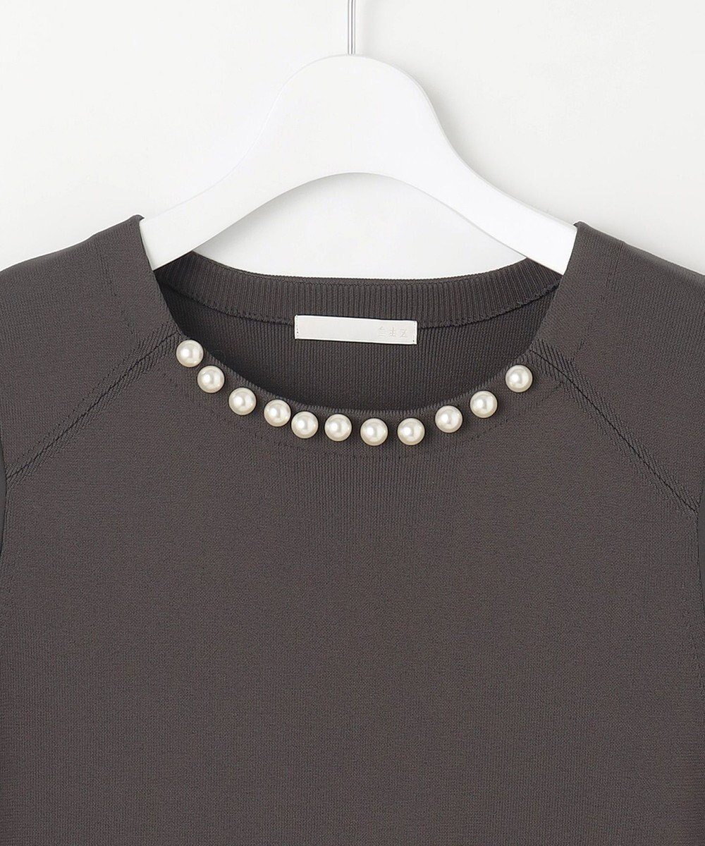 自由区 【洗える】パールディティールニット ワンピース 