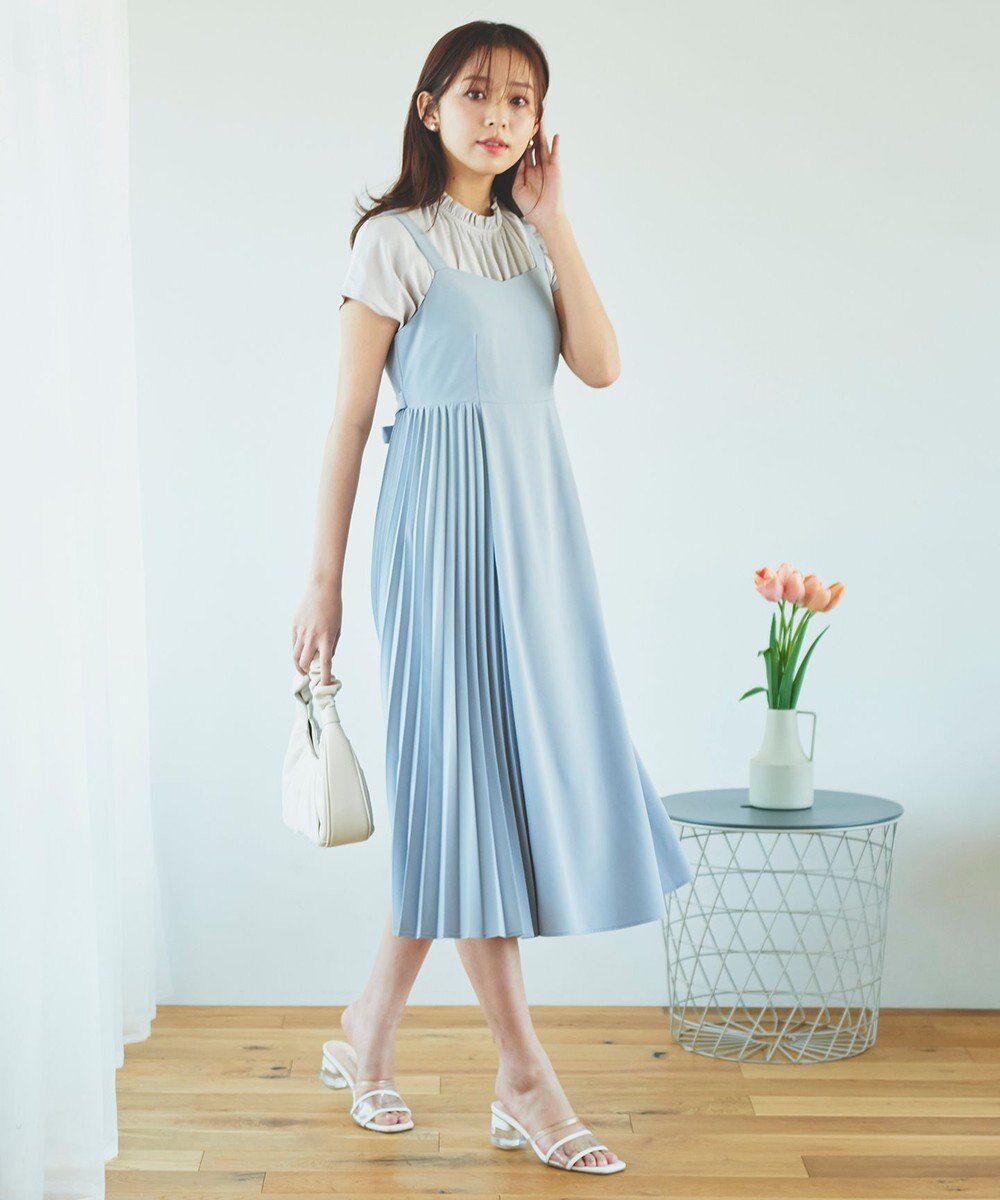 Feroux 【UVケア】スタンドネックフレンチスリーブ Tシャツ 