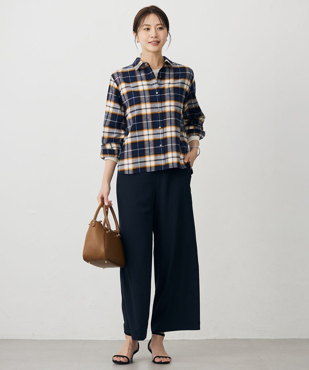 J.PRESS LADIES コットン起毛タータンチェック ショート丈 シャツ ブラウス 