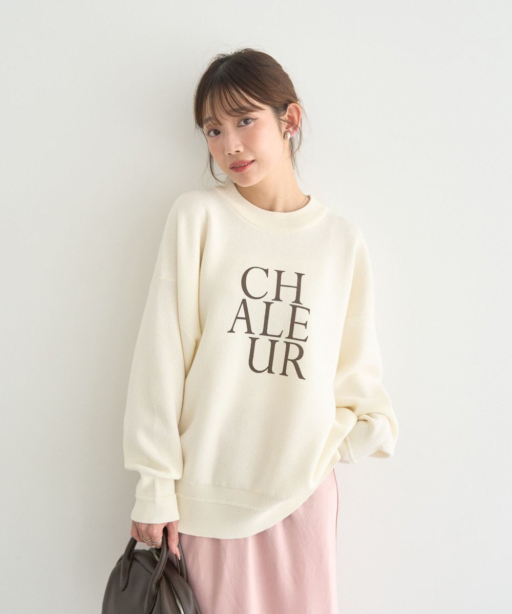 earth music&ecology 【洗濯機洗い可】スウェットライクロゴニットプルオーバー 