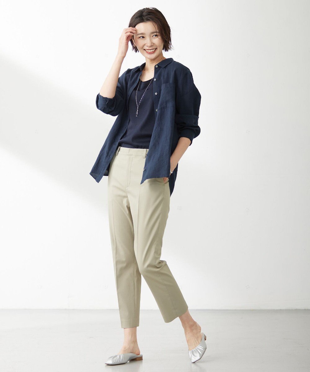 J.PRESS LADIES L 【WEB限定カラーあり・セットアップ対応・洗える・撥水・防汚】コットンFITTYシャーク テーパード パンツ 