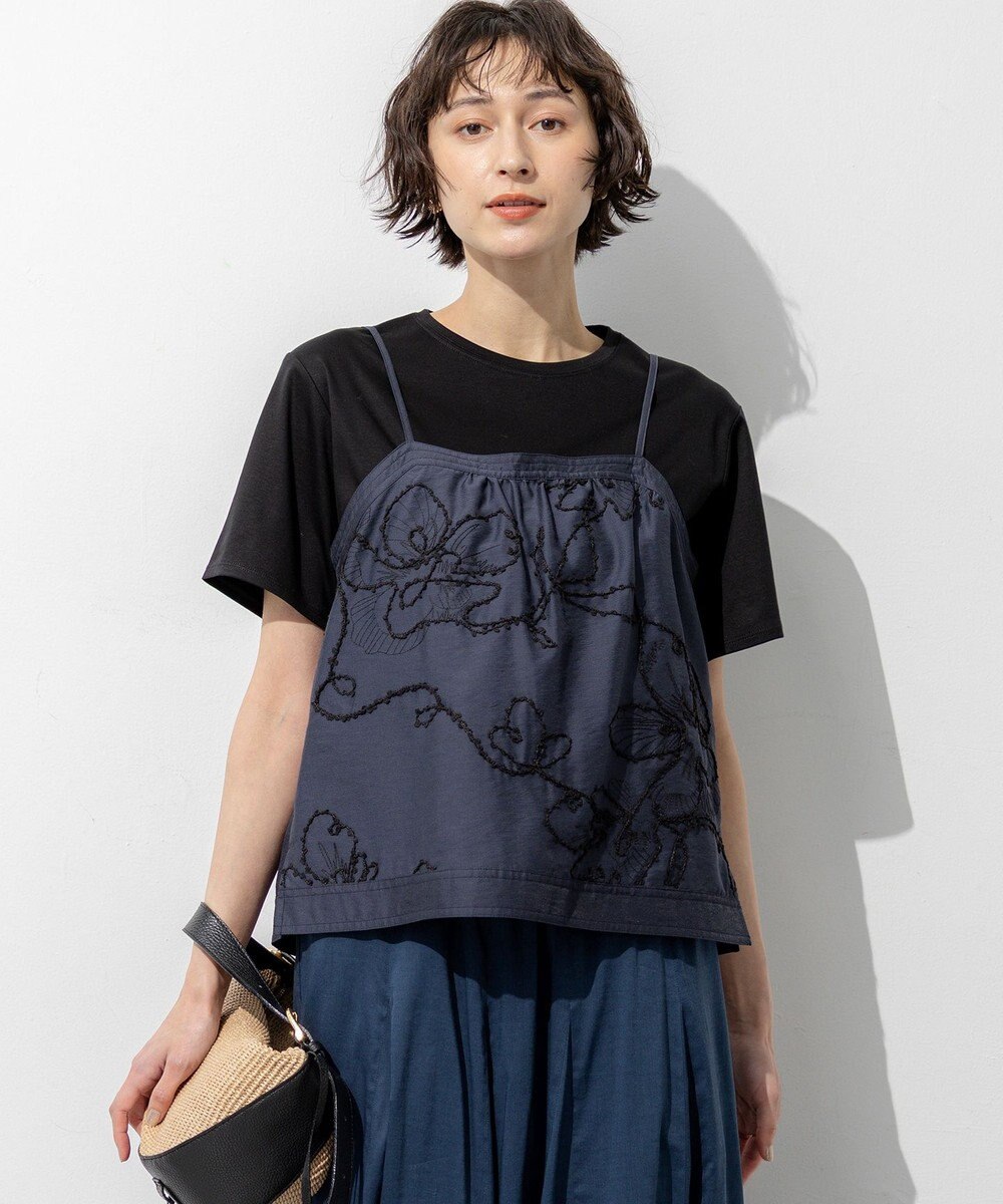 23区 【先行予約】シアーエンブロイダリー キャミソール コンビ Tシャツ 