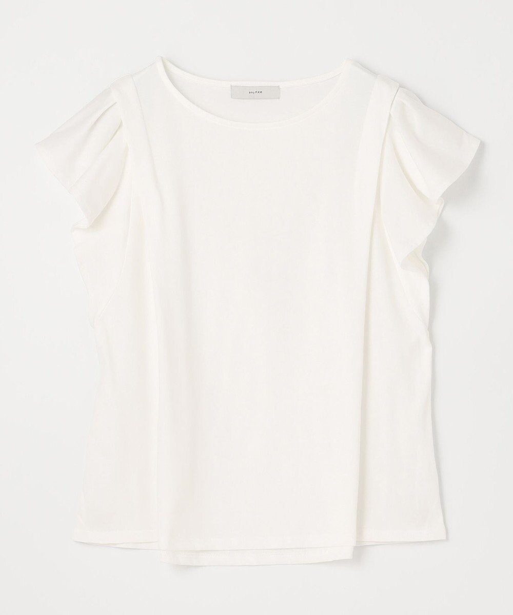 ANY 【接触冷感/UVケア/シワになりにくい】フレアスリーブ Tブラウス 