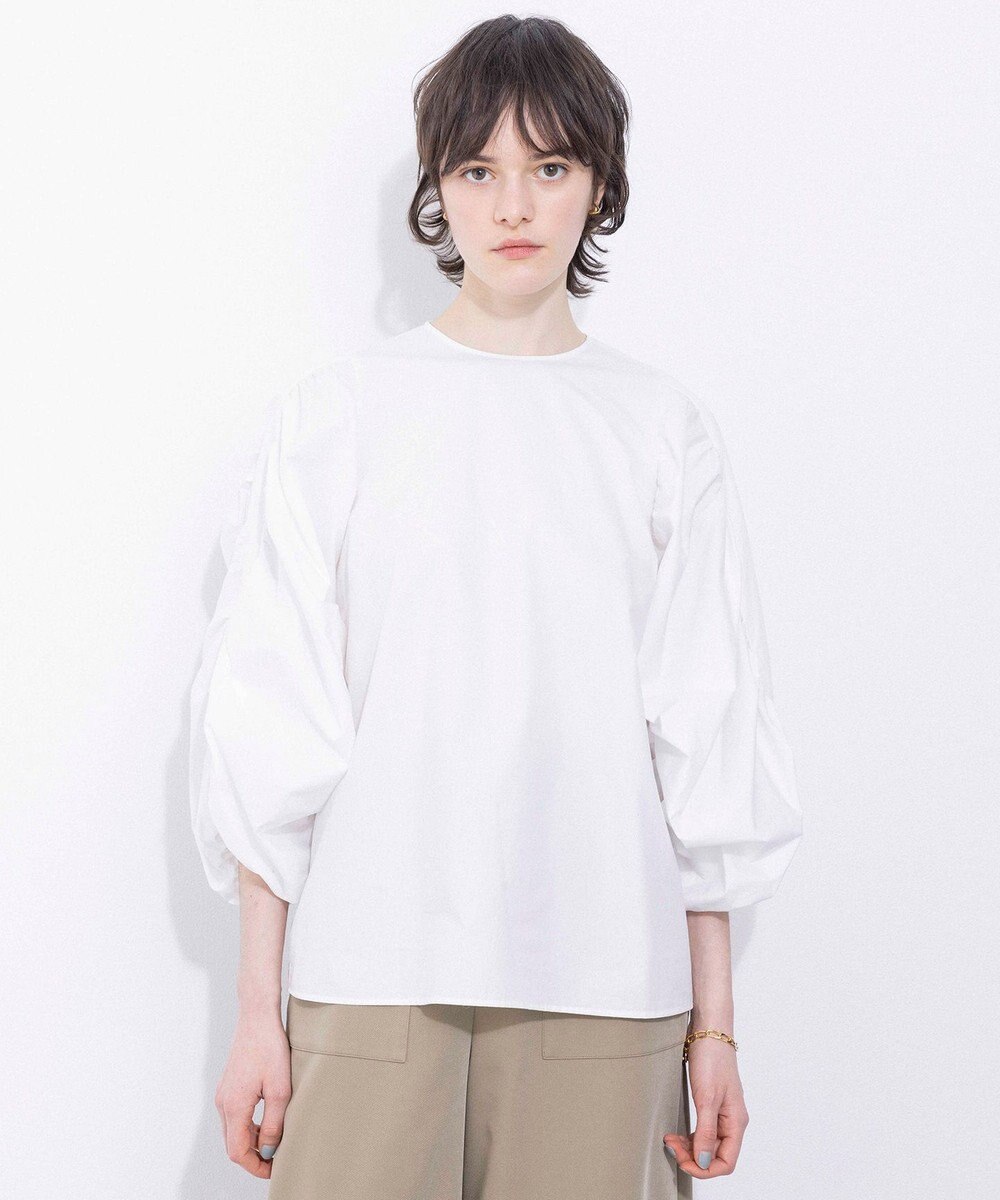 NAVE 【Nave・洗える】タイプライタークロス ギャザーブラウス 