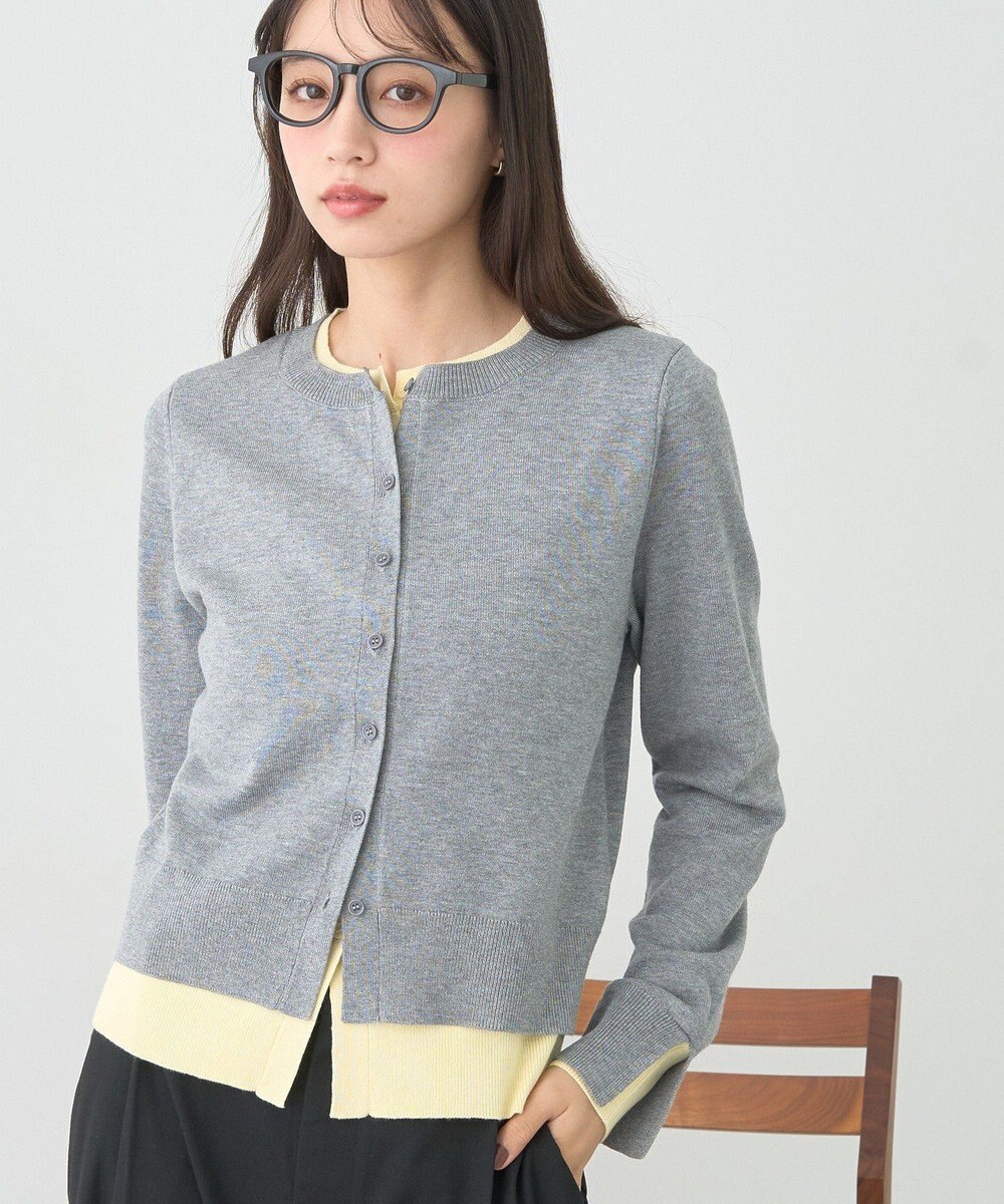 earth music&ecology 【コットン混紡】バイカラーレイヤード風カーディガン 