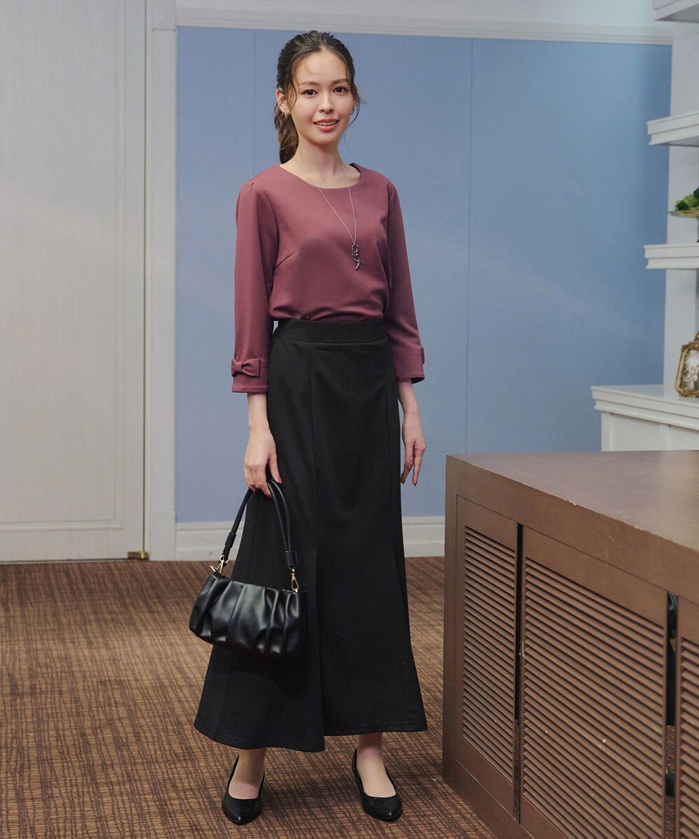 Tiaclasse 【洗える】リボン袖ポンチトップス 