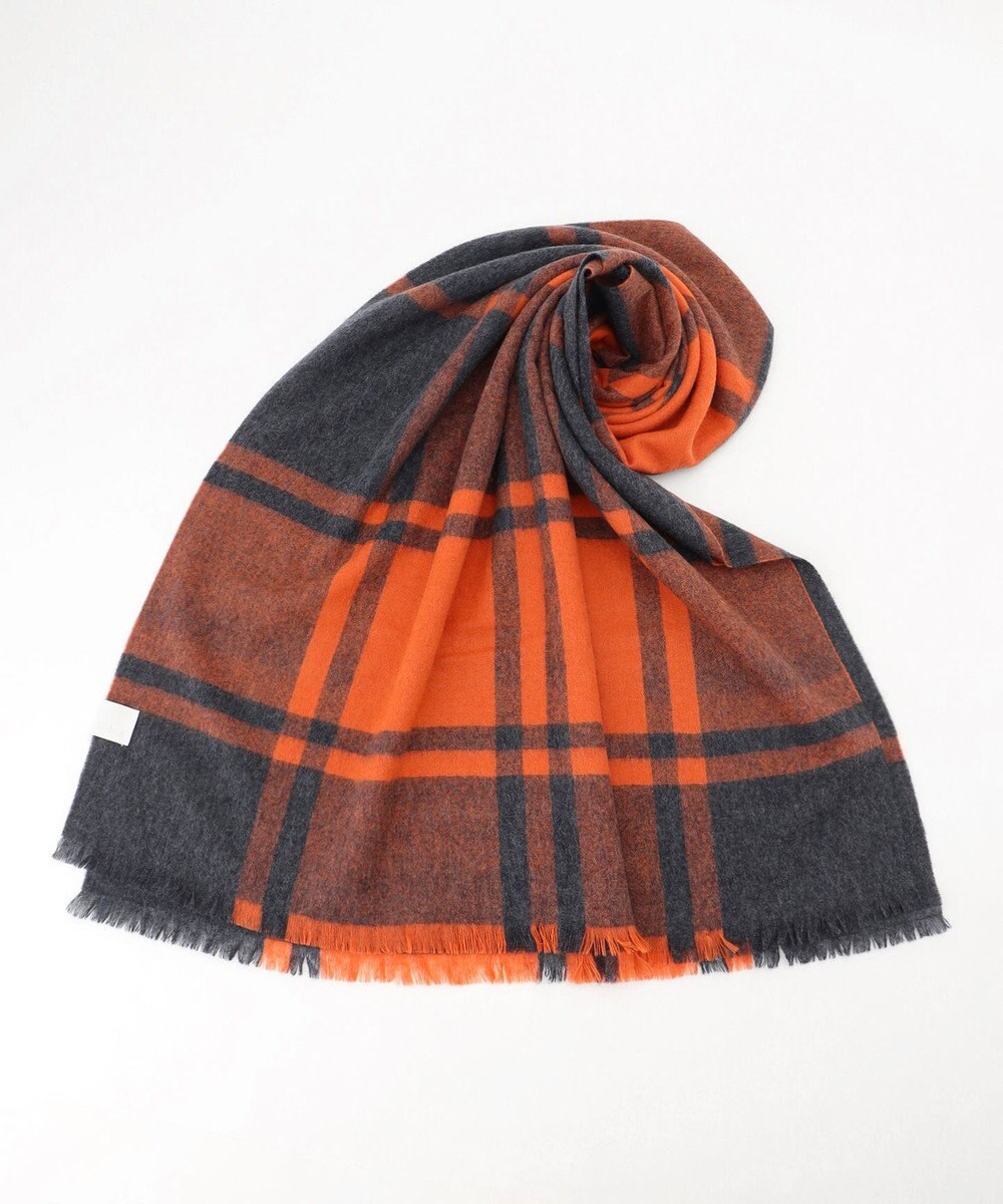 自由区 バイカラーチェック ストール 