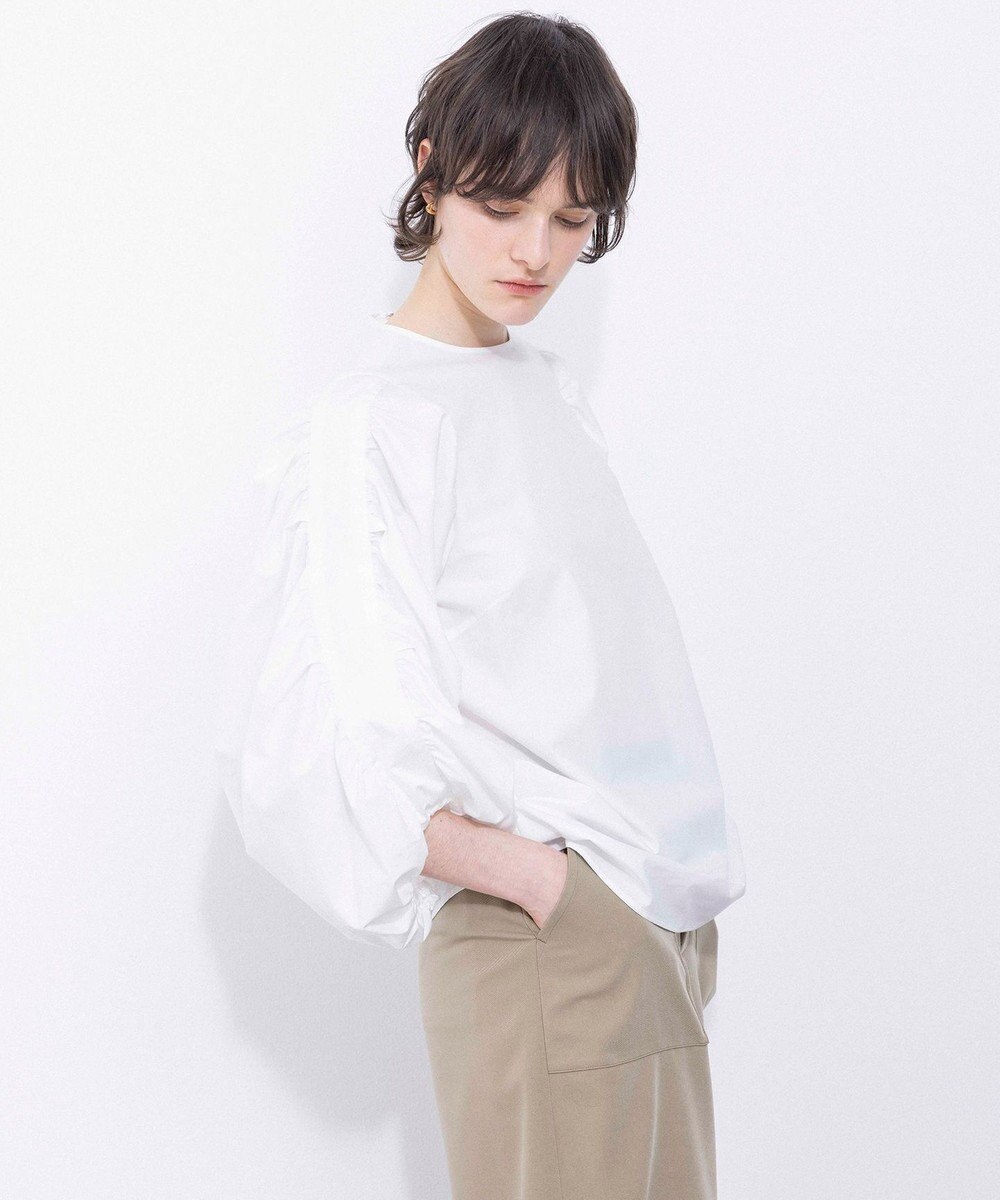 NAVE 【Nave・洗える】タイプライタークロス ギャザーブラウス 