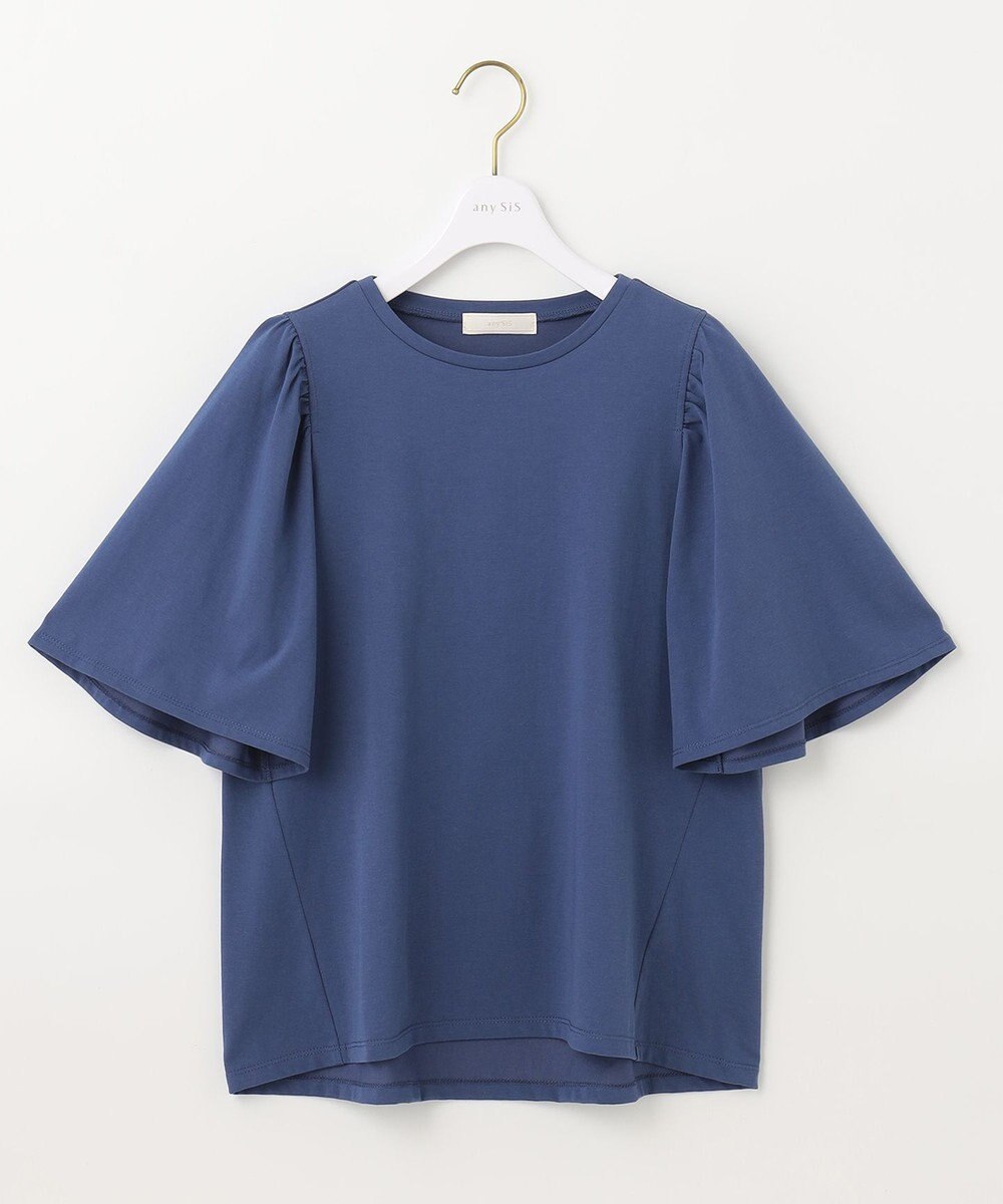 ANY SIS 【UVケア】プレーティングジャージー フレアスリーブ カットソー 