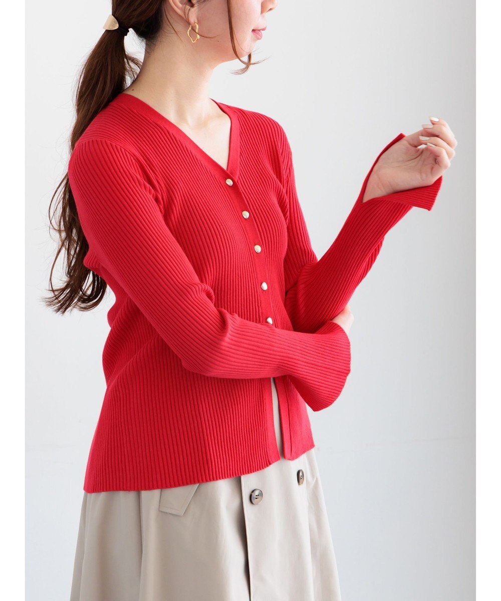 Te chichi リブVネックカーディガン 