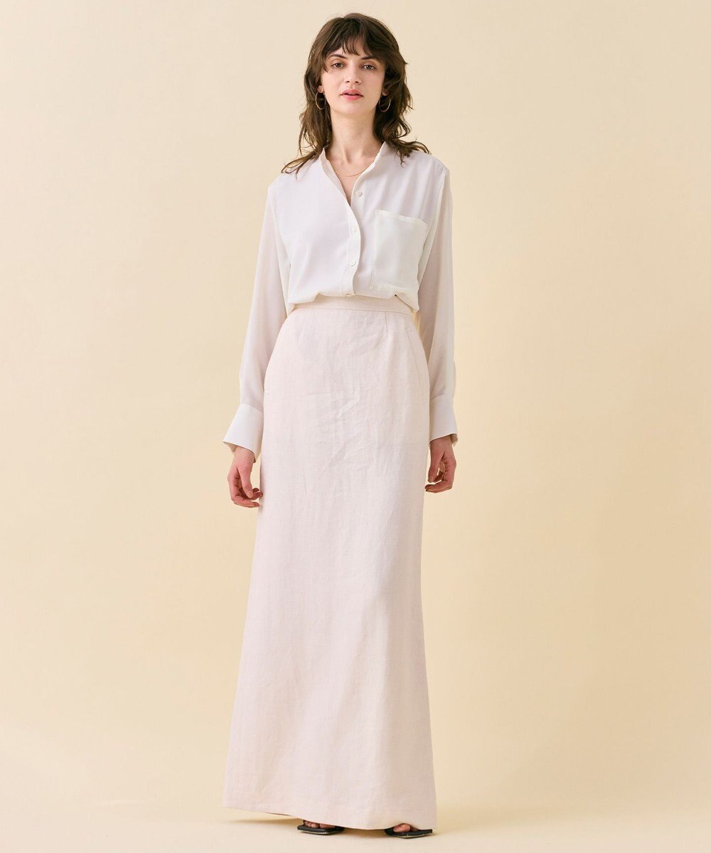 BEIGE， 【WEB限定・洗える】CELOSIA / シアースリーブスタンドカラーブラウス 