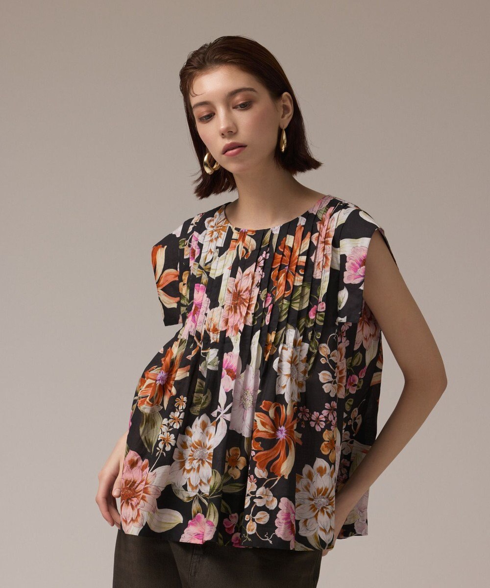 GRACE CONTINENTAL フラワープリントタックブラウス 