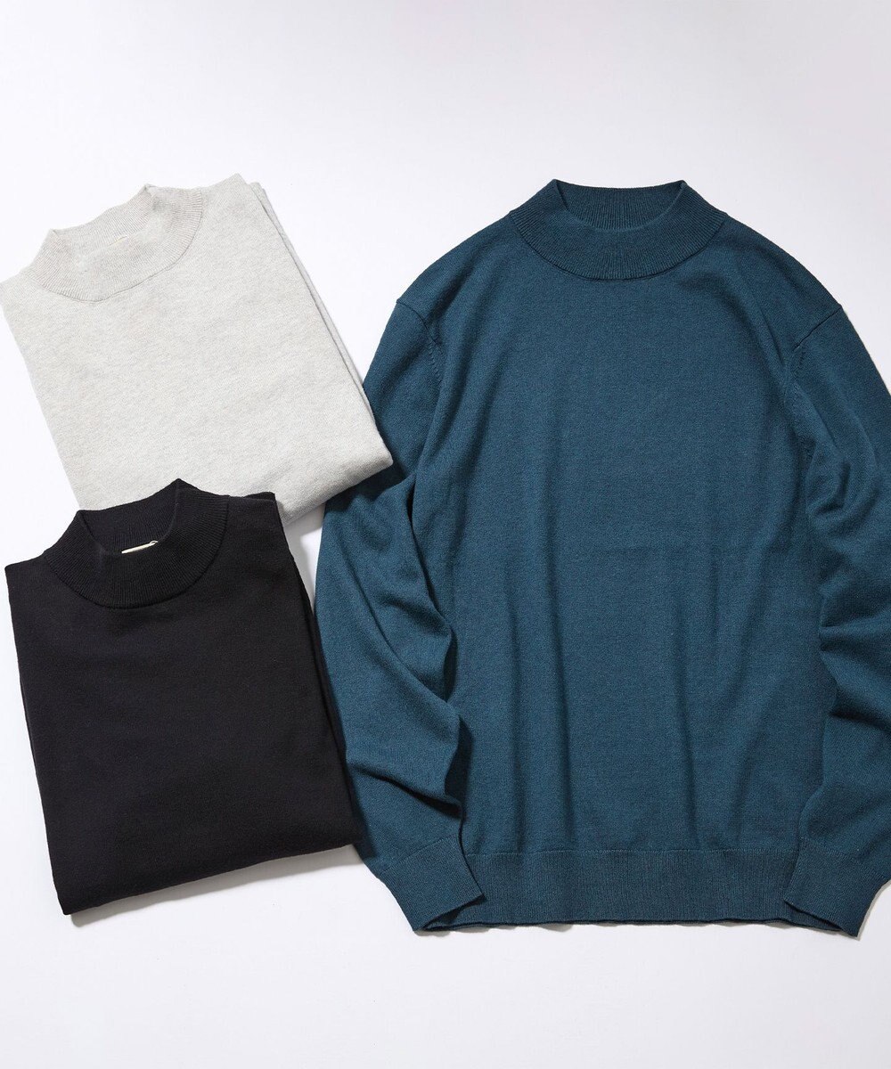 J.PRESS MEN 動きやすさにこだわった立体設計【洗える】コットンカシミヤモックネック ニット 