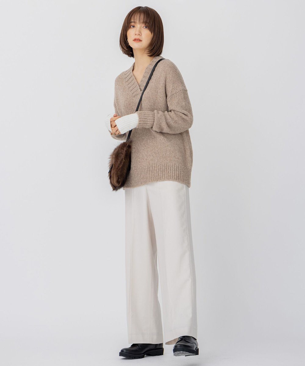 23区 【洗える】ブークレ Vネック ニット 