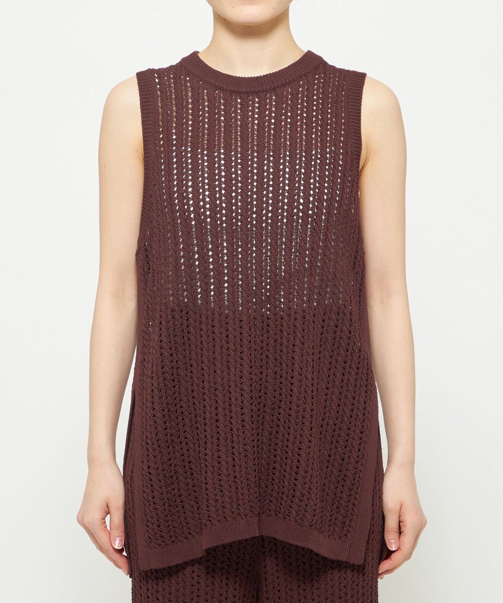 uncrave シースルーケーブルニット ノースリーブトップス 