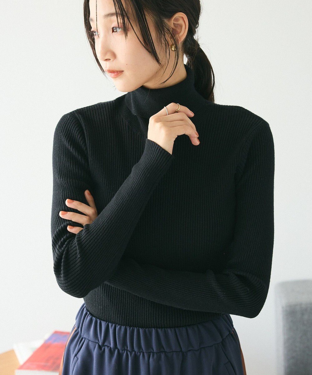 CRAFT STANDARD BOUTIQUE 洗える/とてもちリブタートルネックニットプルオーバー/24AW Black