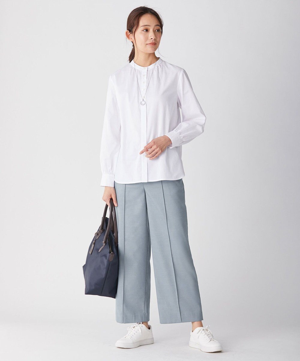 J.PRESS LADIES 【洗える】T/Rシャークスキン セミワイド パンツ 