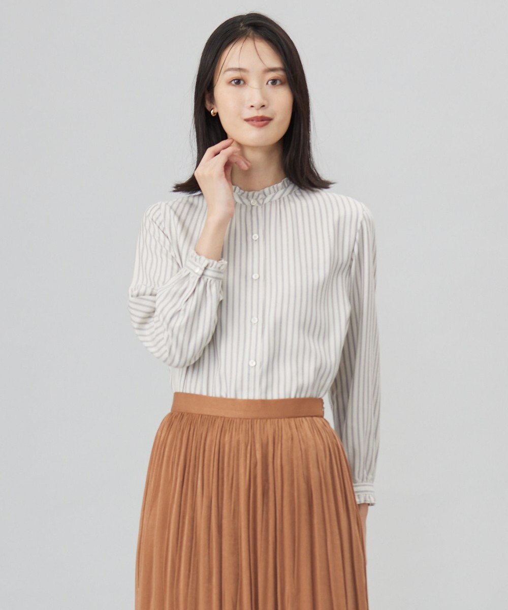 J.PRESS LADIES L 【洗える】サイロチェック＆ストライプ ブラウス 