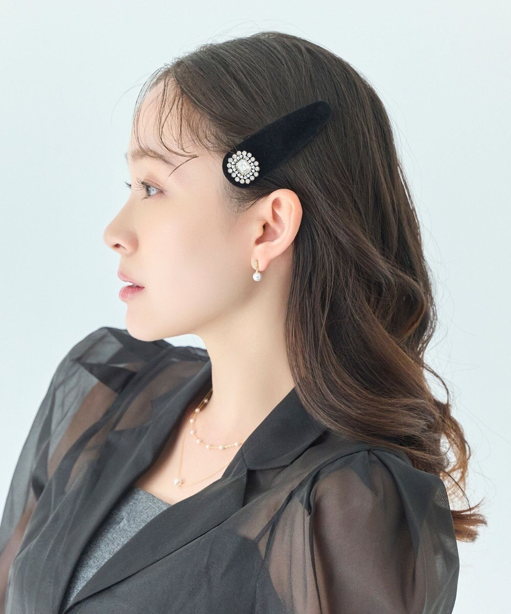 Phoebe クラッシービジューヘアピン　ブラック/ベロア 