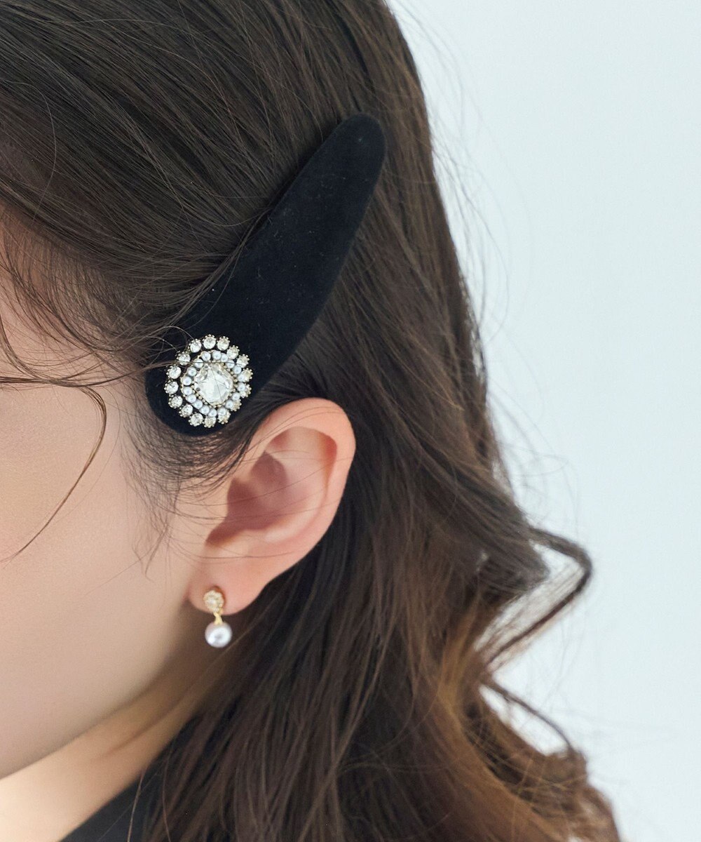 Phoebe クラッシービジューヘアピン　ブラック/ベロア 