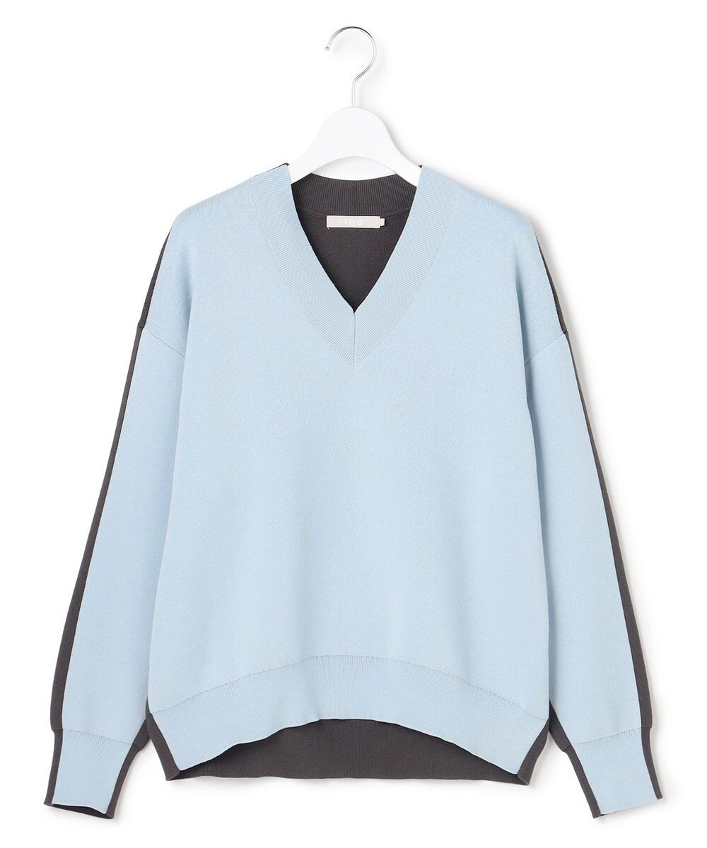 ICB 【先行予約】 コットンポリエステルスムース Vネックニット 