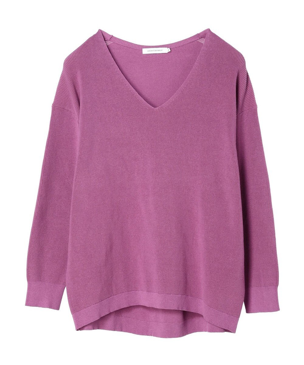 AMERICAN HOLIC Ｖネック片畦ニットプルオーバー 