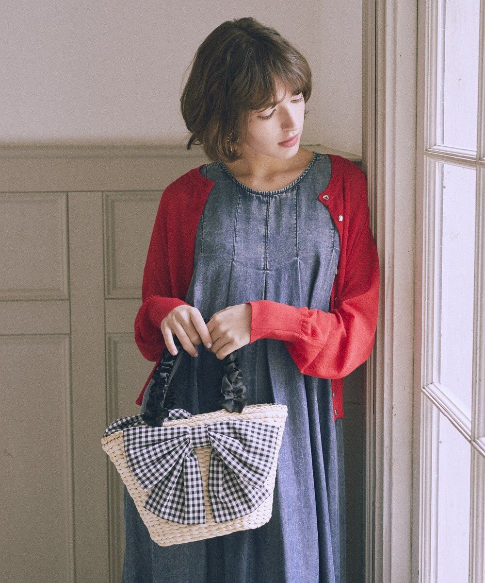 Maison de FLEUR リボンメイズフリルハンドルカゴバッグ 