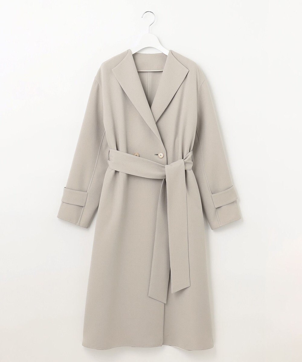 自由区 【洗える】ライトダブルクロス ノーカラーコート 