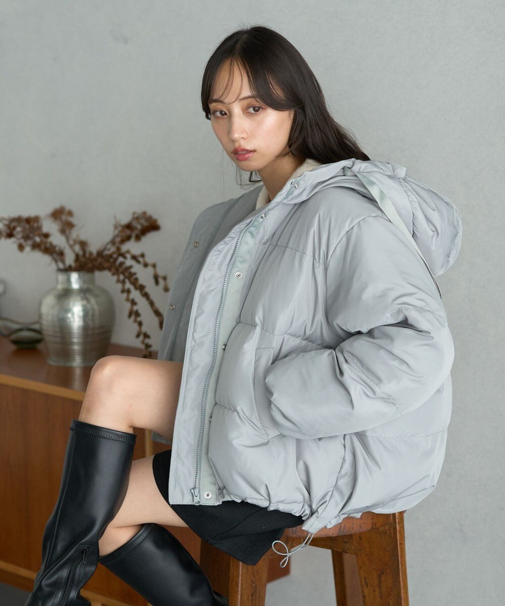 earth music&ecology フーディーパファーブルゾン 