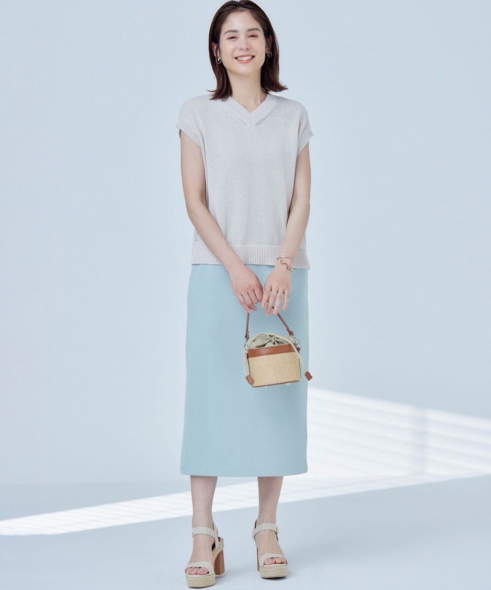 組曲 S 【WEB限定】ストライプジャガード タイトスカート 