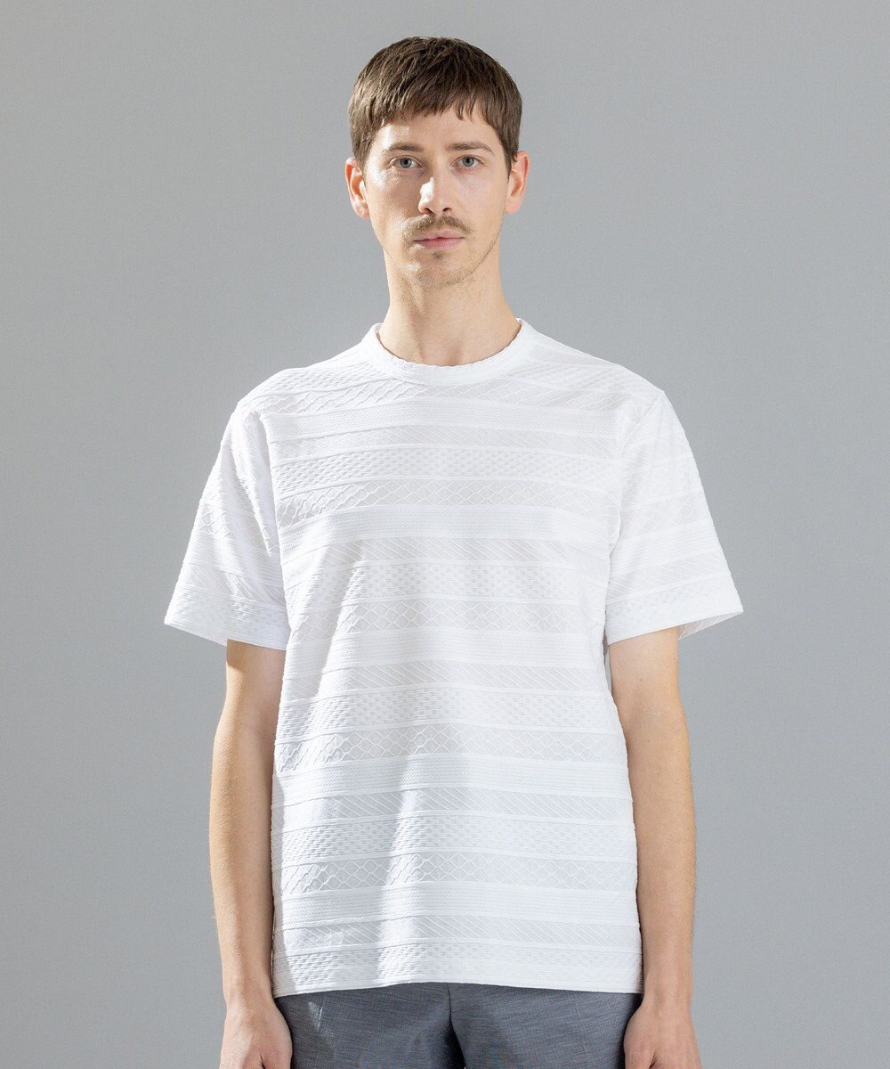 JOSEPH HOMME ジャガードボーダー　クルーネックTシャツ 