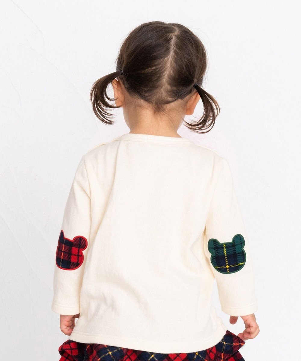 MIKI HOUSE HOT BISCUITS 【70-110cm】 エルボーパッチ 接結天竺長袖Tシャツ 